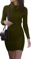 Sweater Dress for Women Ribbed Knit Fitted midi Sexy Fall Winter Bodycon Cowl Neck Dresses